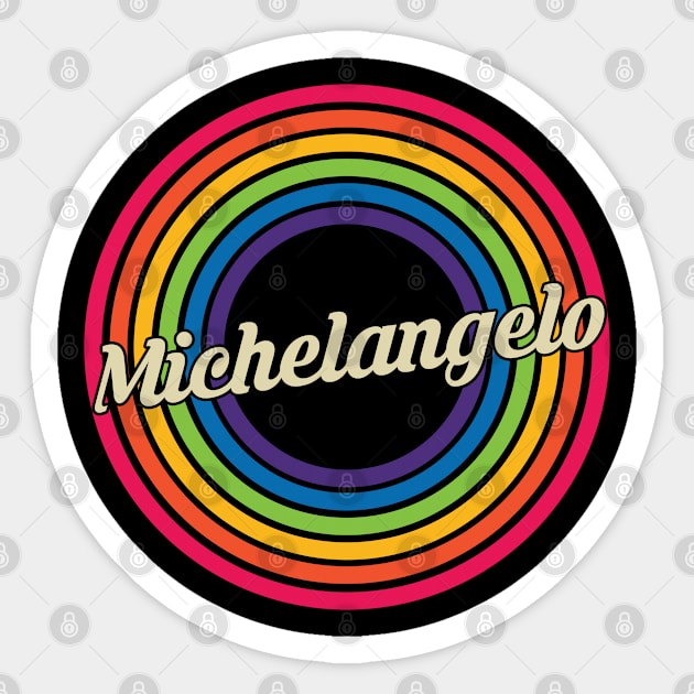 Michelangelo - Retro Rainbow Style Sticker by MaydenArt